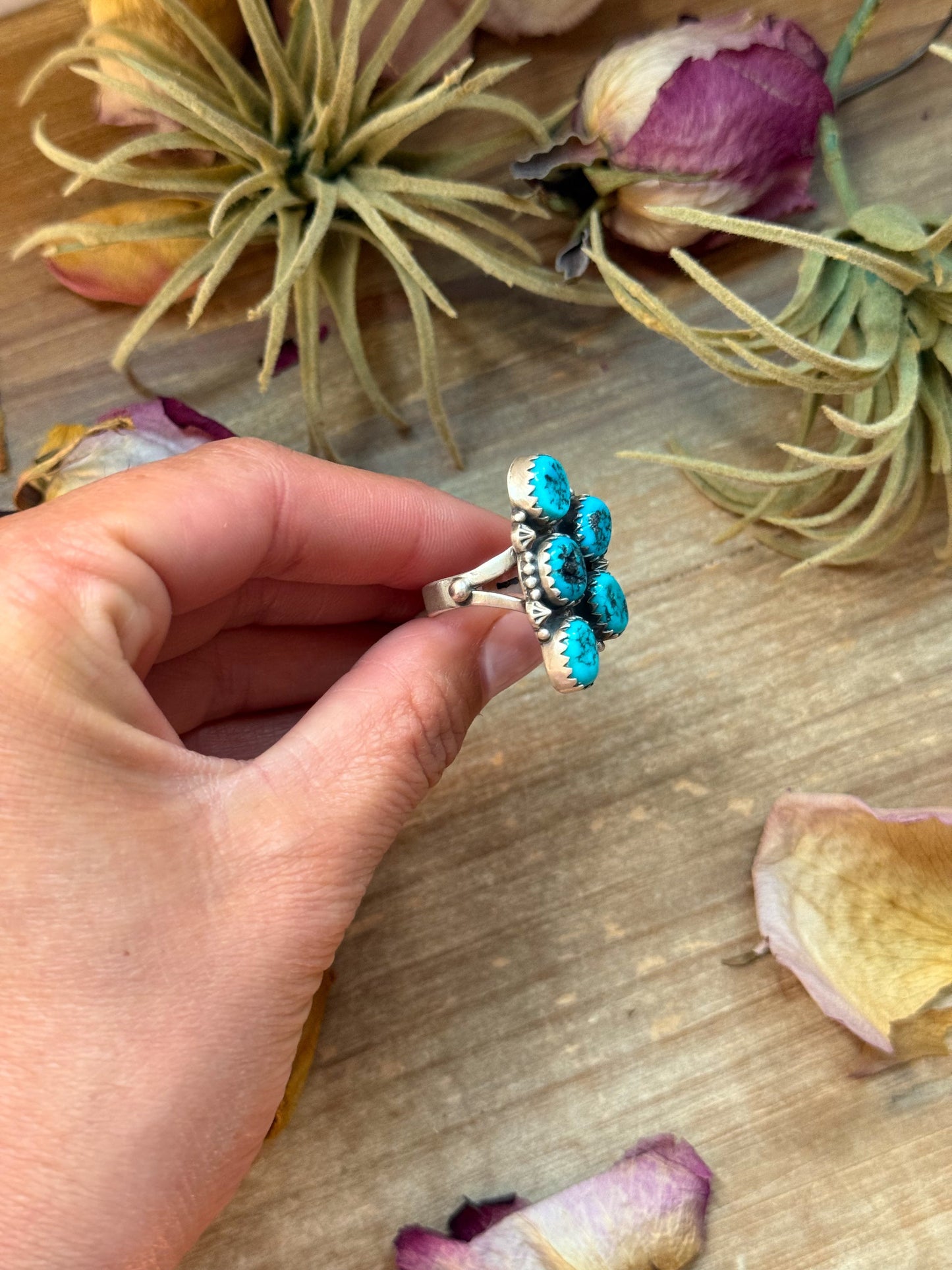 Sterling Silver Kingman Turquoise Adjustable Ring
