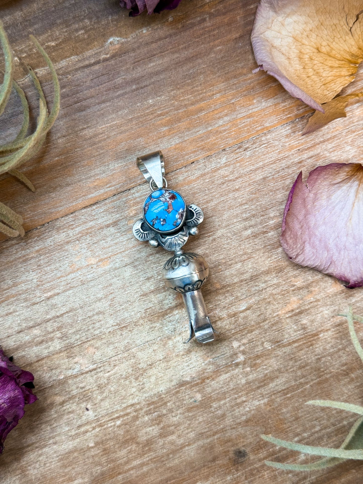 Sterling Silver Golden Hill Turquoise Blossom Pendant