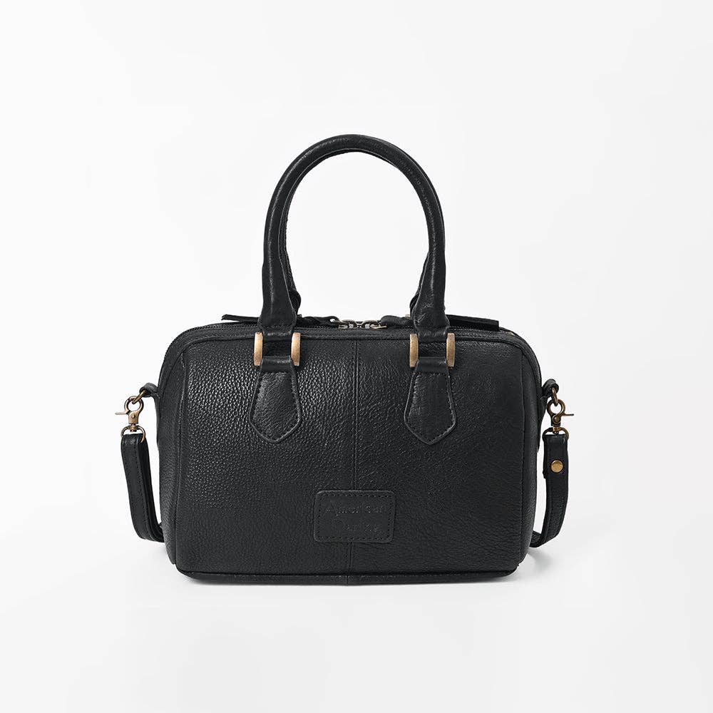 Leather & Hair-On-Hide Black Checkerboard Speedy Bag: ADBGM1088