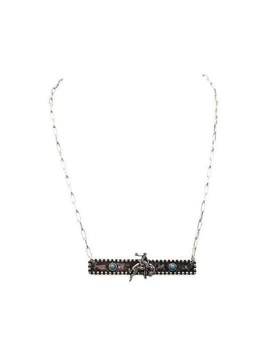 Western Bronc Rider Bar Turquoise Necklace