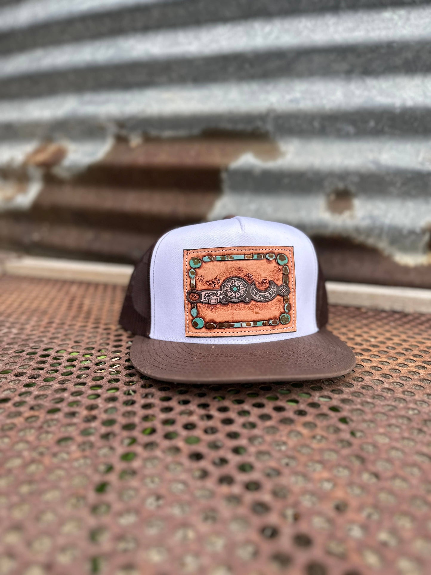 Bridle Bit Tooled Leather Trucker Cap Cowgirl Cowboy Western Rodeo