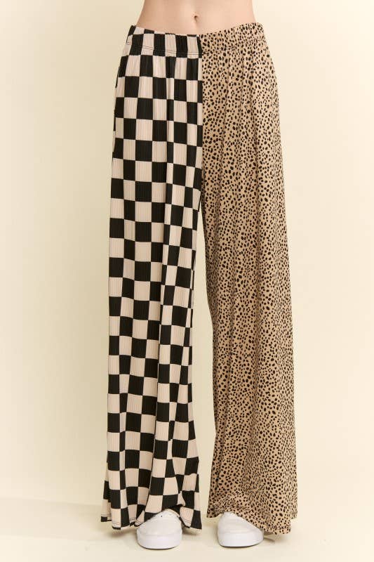 SPLIT DECISION CHECKER AND LEOPARD PANTS