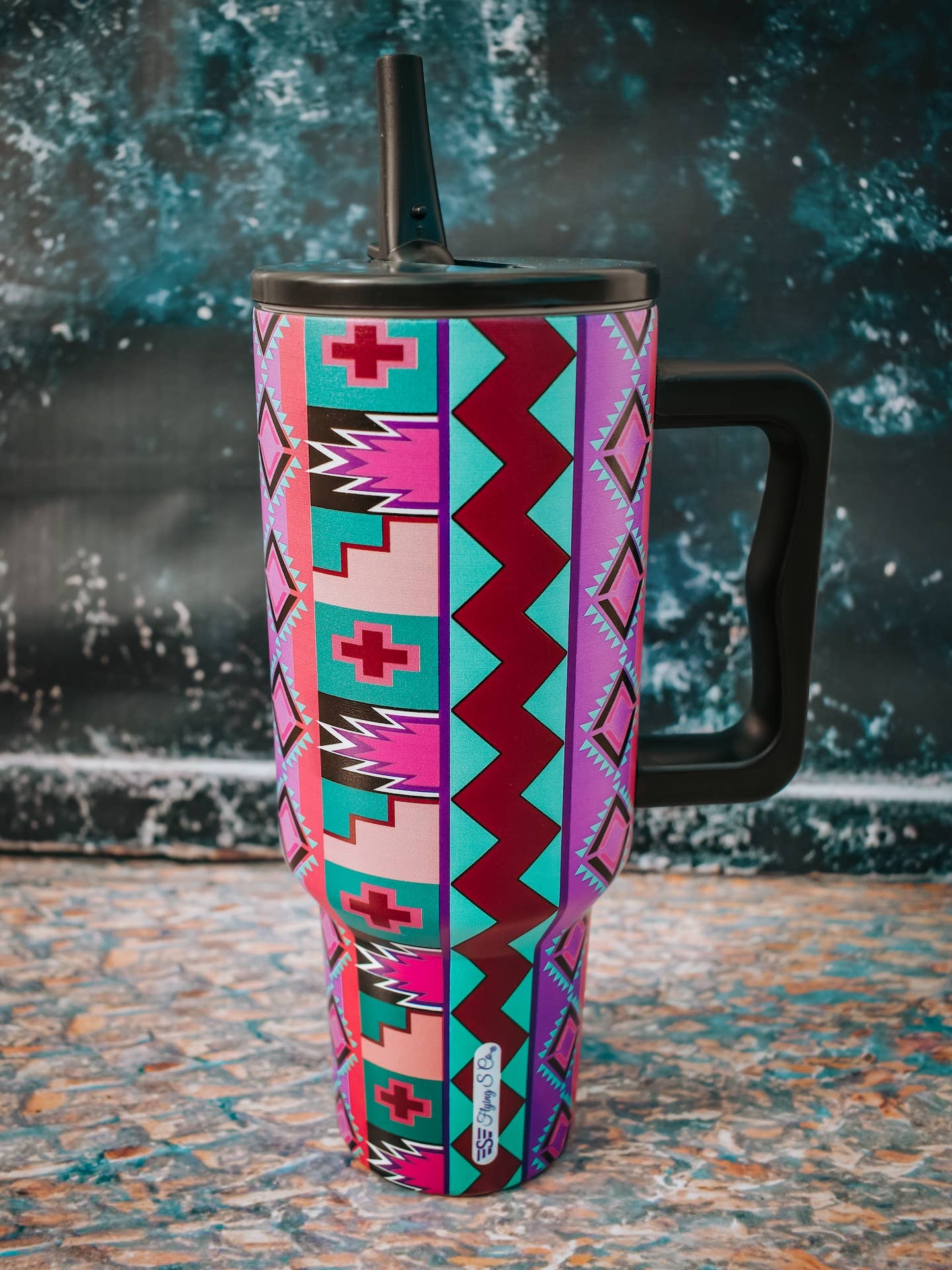 Purple Vintage Geo 40oz Tumbler