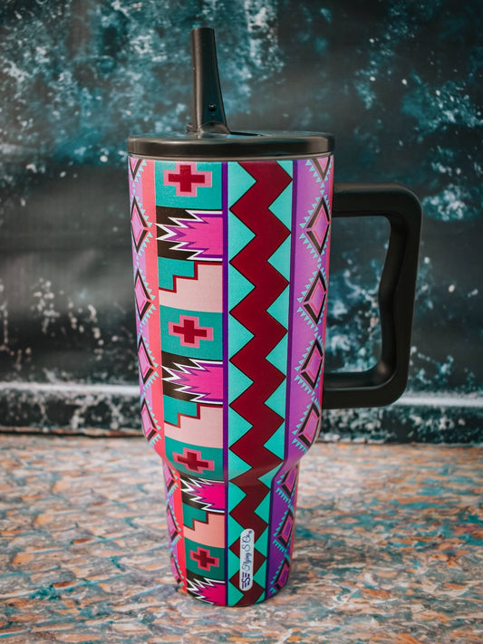 Purple Vintage Geo 40oz Tumbler