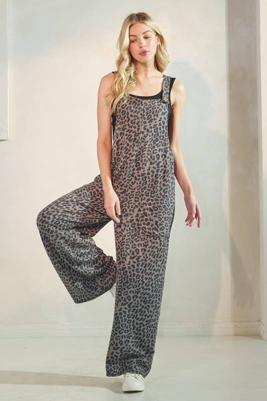 Cheetah ribbed  jumpsuit