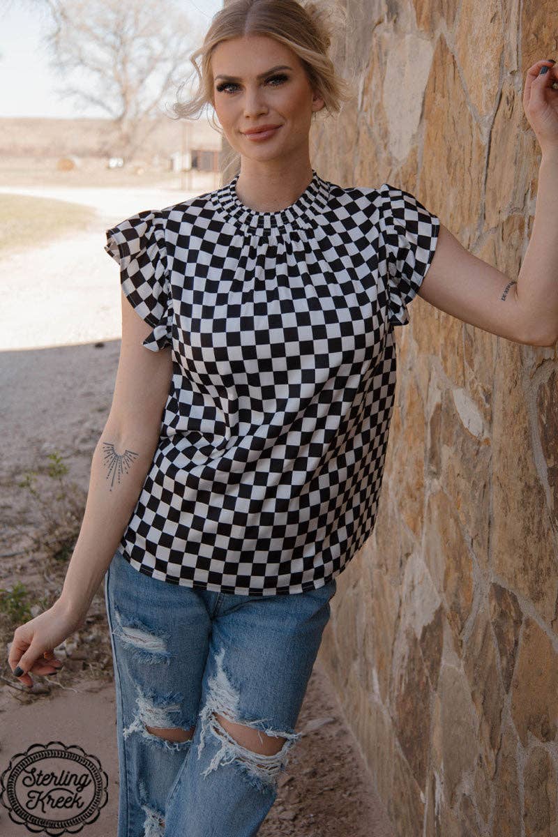 BABYDOLL TOP CHECKED print top