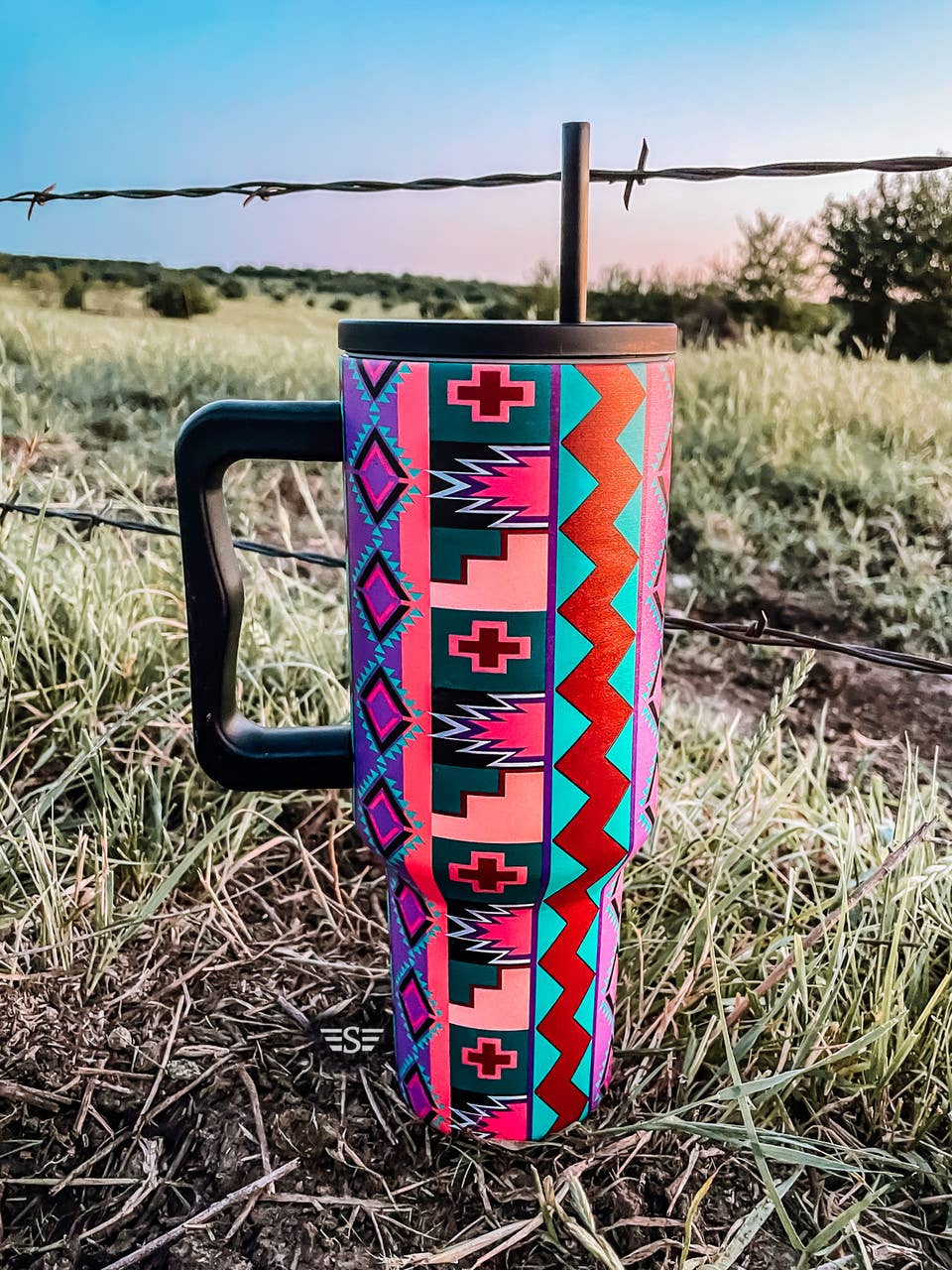 Purple Vintage Geo 40oz Tumbler