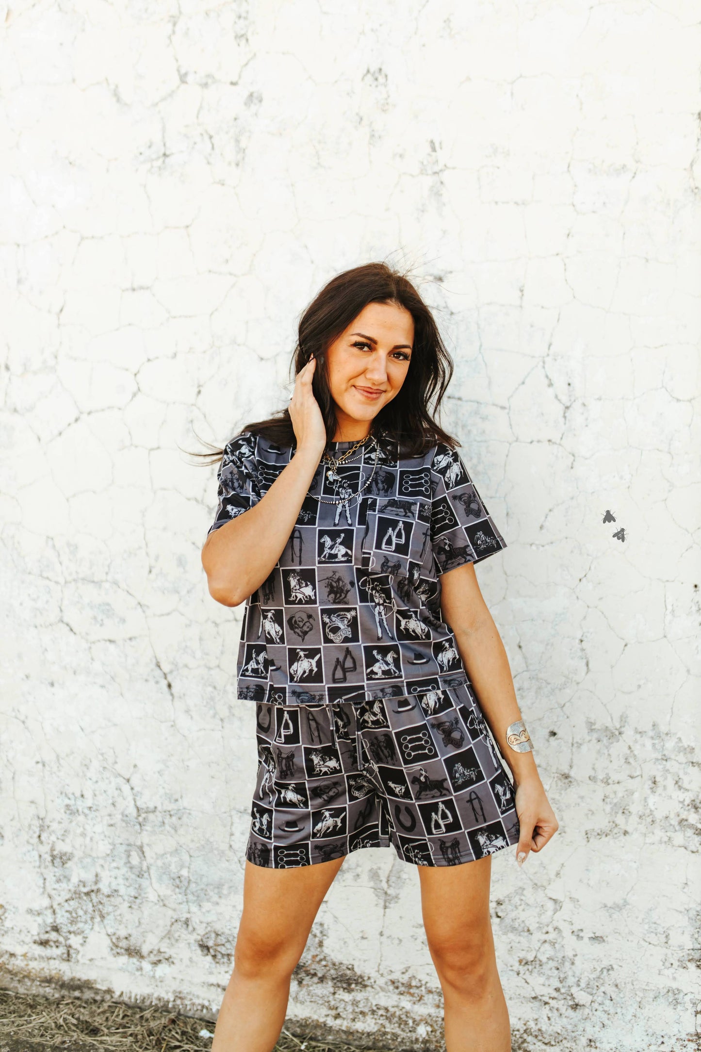 Cowboy checkered print shorts
