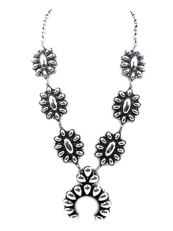 Western Metal Squash Blossom Necklace Set