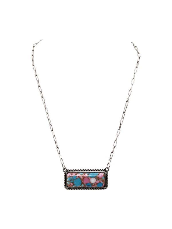 Western Cotton Candy Stone Bar Necklace