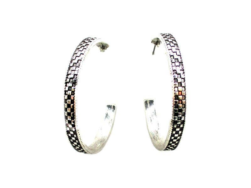 Western Checkered Hoop Earring